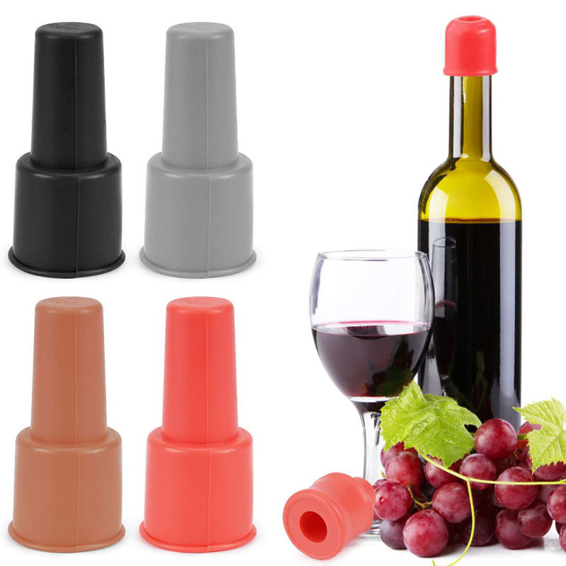Bouchon de bouteille de vin réutilisable en silicone pour bouchons de bouteilles de vin (ensemble de 4)