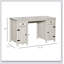 Farmhouse Computer Desk with Storage, Desk with 2 Drawers and 2 Cabinets, Cream White