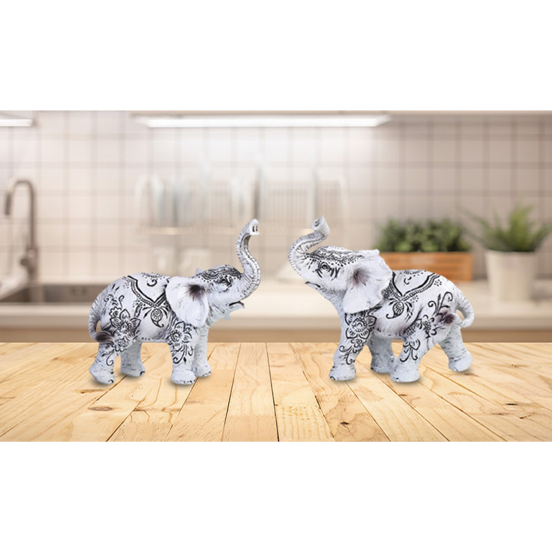 Figurine éléphant blanche 2 pièces 2 pièces