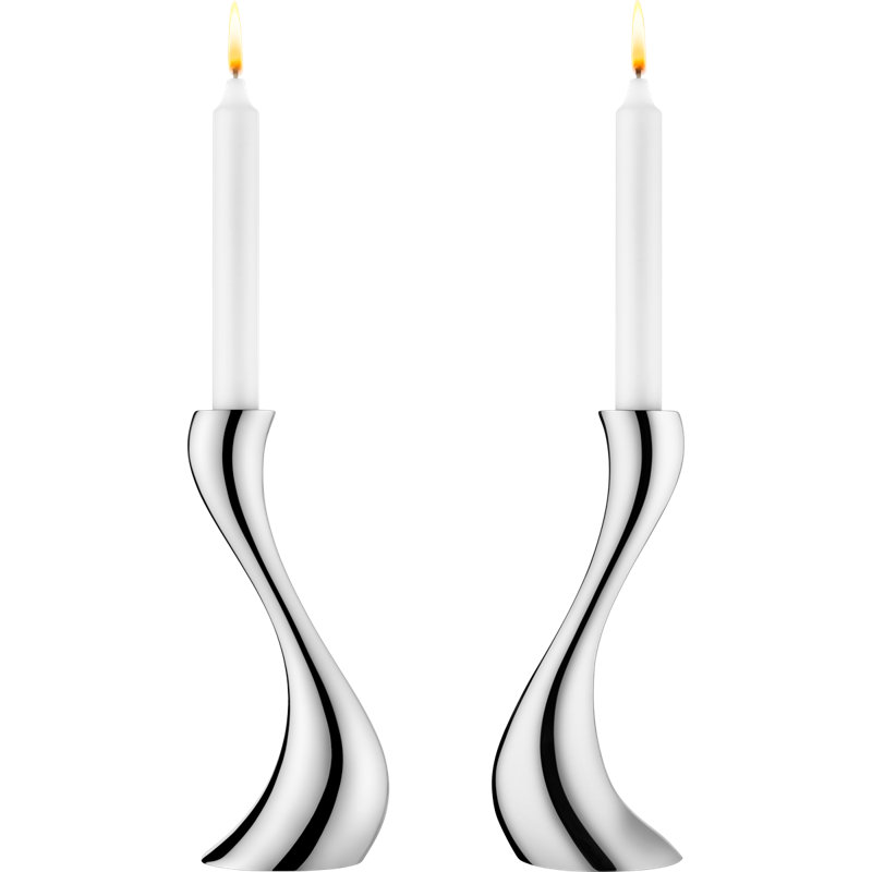 Cobra Stainless Steel Candlestick, 7.87" H x 3.15" W x 3.54" D, Stainless Steel