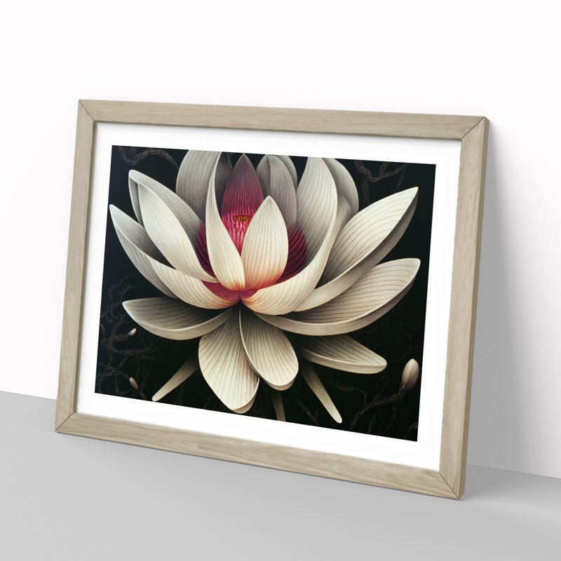 Fantastic Lotus Flower 1 Piece Single Picture Frame Wall Art, 46cm H x 64cm W x 2cm D, Oak