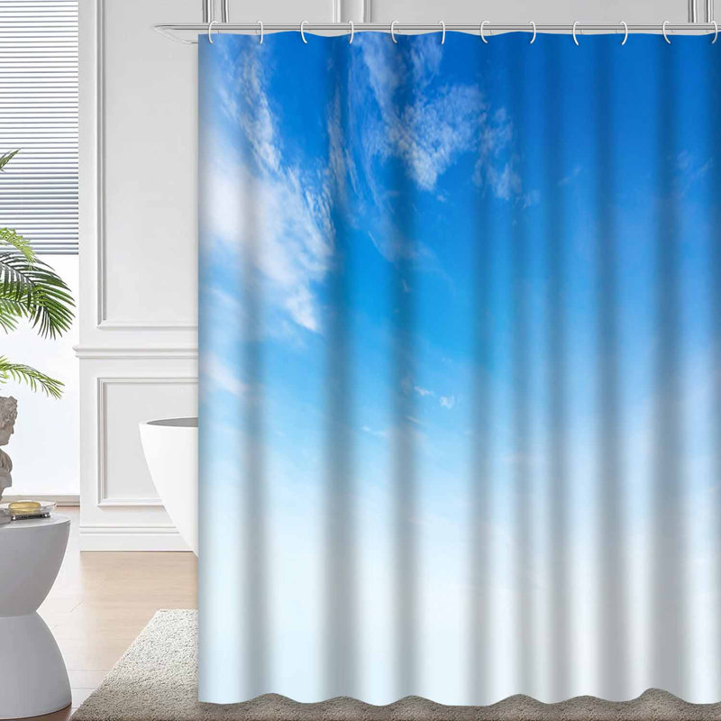 Rideau de douche bleu imperméable, rideaux de douche pour la salle de bain avec 12 crochets, L 72 po x l 78 po