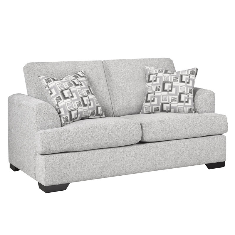 Canapé, causeuse et fauteuil en tissu Abilio, Polyester argenté