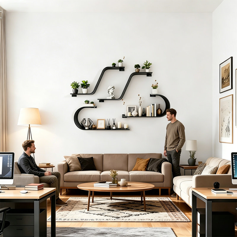 Étagère métallique flottante de 4 pièces, à monter soi-même, rangement mural, présentoir, étagères murales et tablettes flottantes