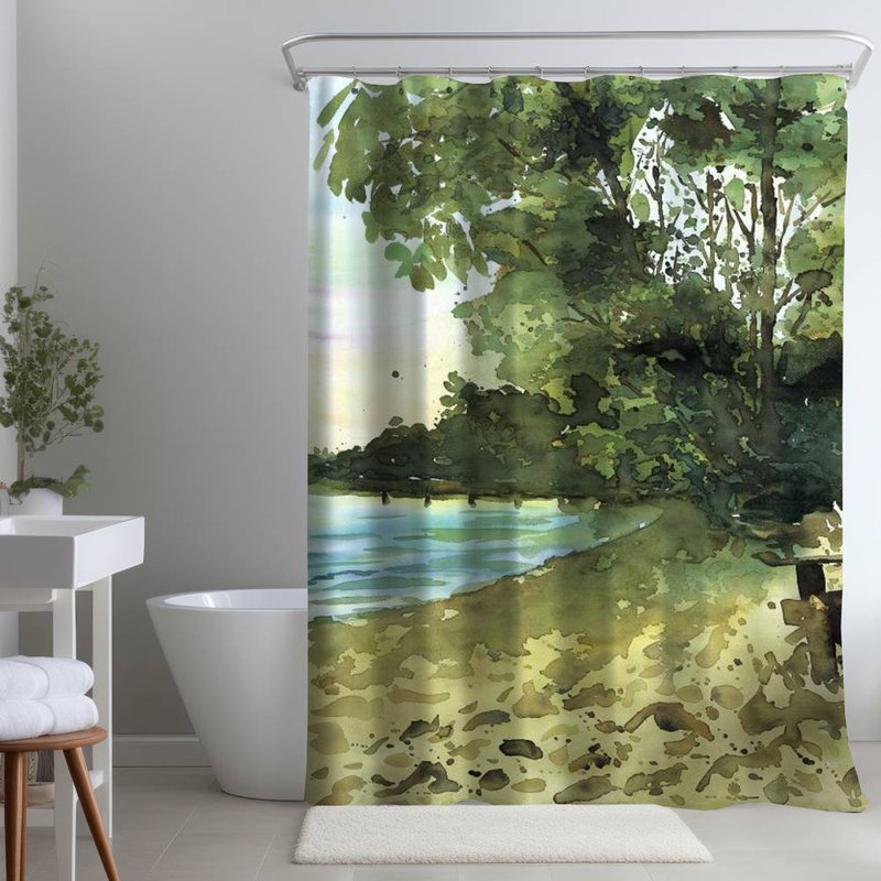 Shower Curtain CO124 – Polyester Shower Curtain, Dye Sublimation Print, 71" W × 74" L