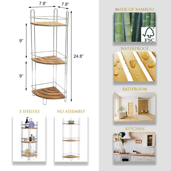 Eda Corner Bamboo Shower Shelf by Cosmic at