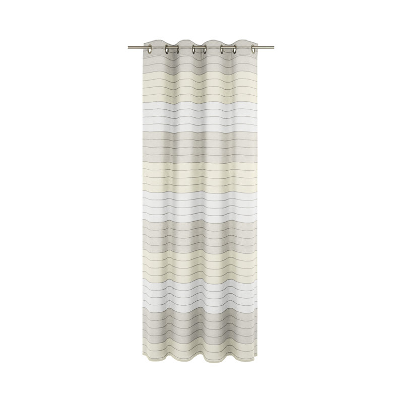 Striped Eyelet Curtain, 135 W x 245 D cm, Beige/Natural