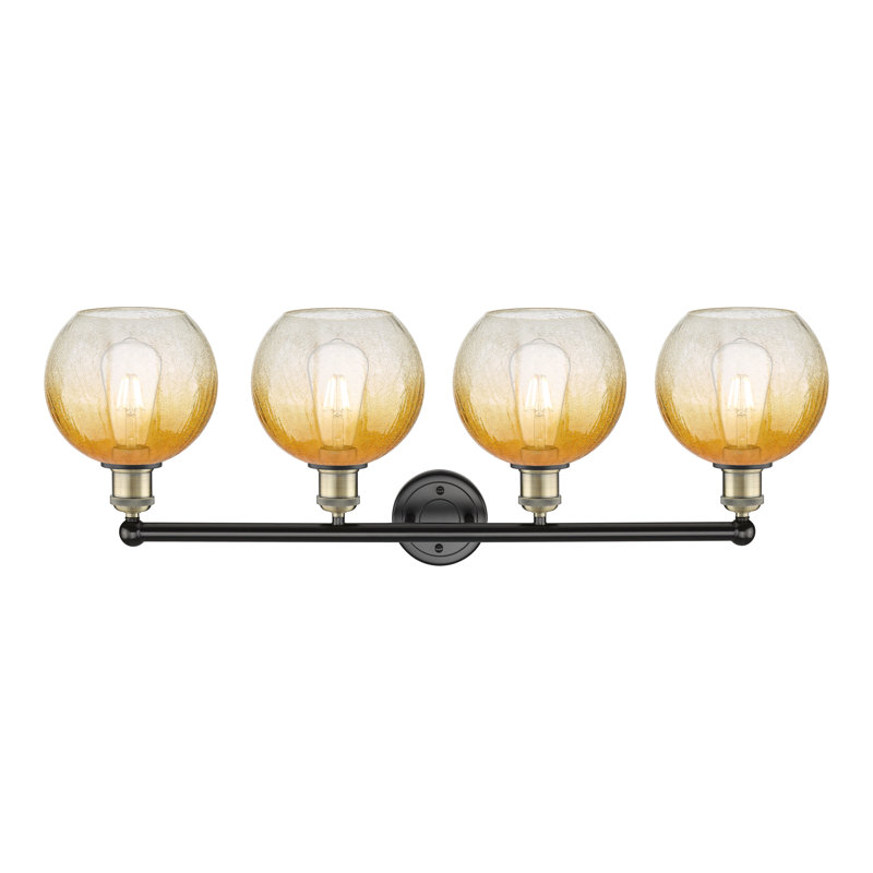 Edison - Appleton - Éclairage pour meuble-lavabo de salle de bain 4 lumières, Ambre, Laiton antique noir