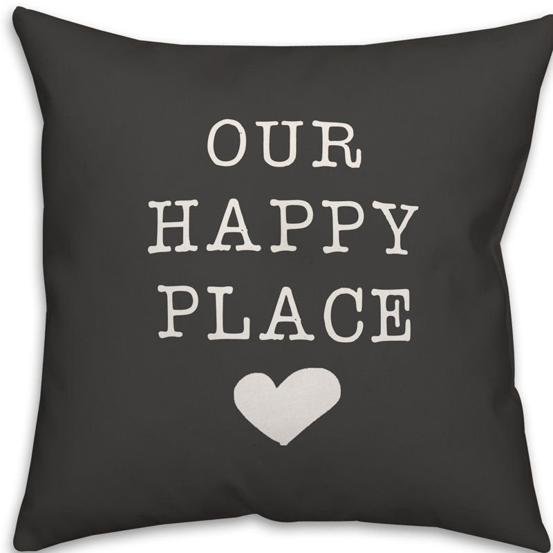 Textual Outdoor Throw Pillow, 16" H x 16" W, Faded Black/White