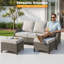 Repose-pieds d'extérieur pour patio avec coussin, repose-pieds en osier PE tissé à la main-2024766054