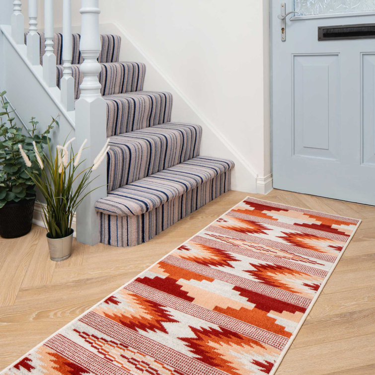 Cohle Orange Red Aztec Power Loom Area Rug