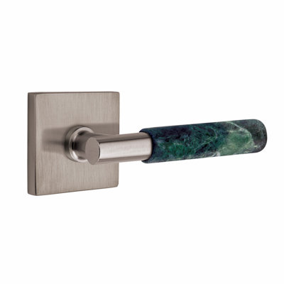 Ensemble de faux leviers Emtek Select, rosette carrée, tige en T et poignée en marbre vert - l 5,875 po x L 5,875 po