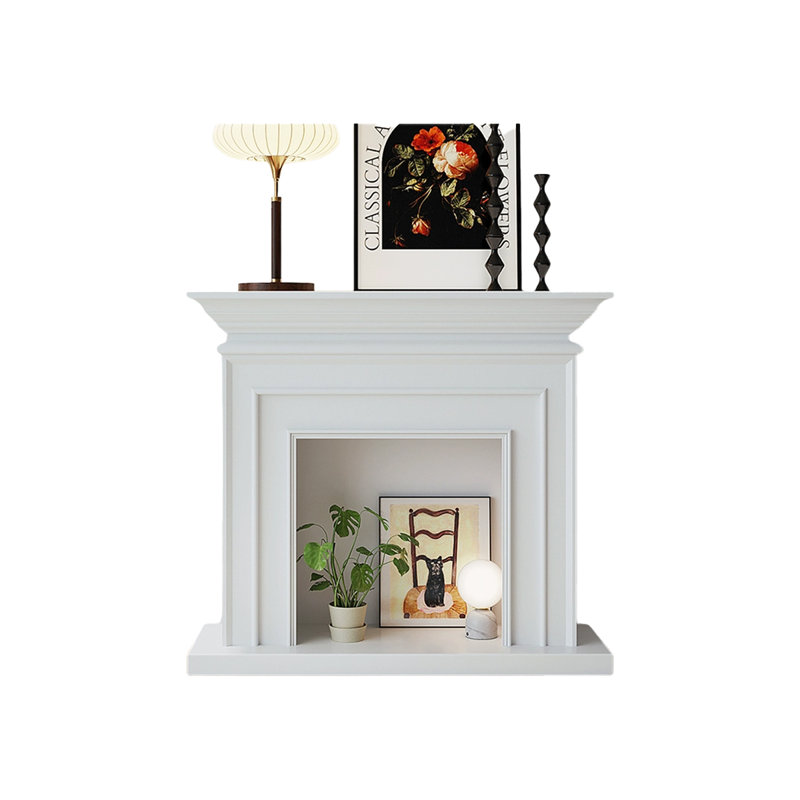White Solid Wood Freestanding Fireplace