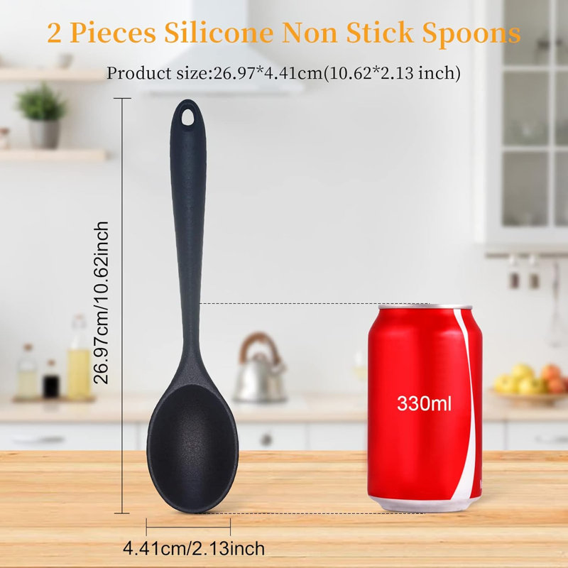 2 Pcs Silicone Nonstick Mixing Spoon
