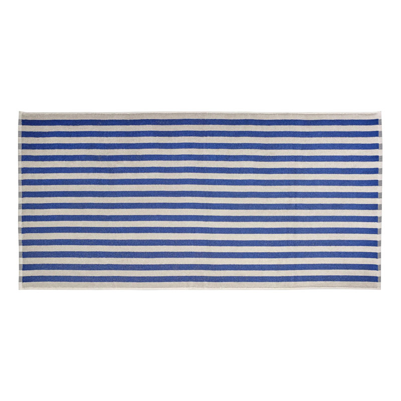 100% Cotton Bath Towel, Moonbeam/Mazarine Blue Thick Stripe