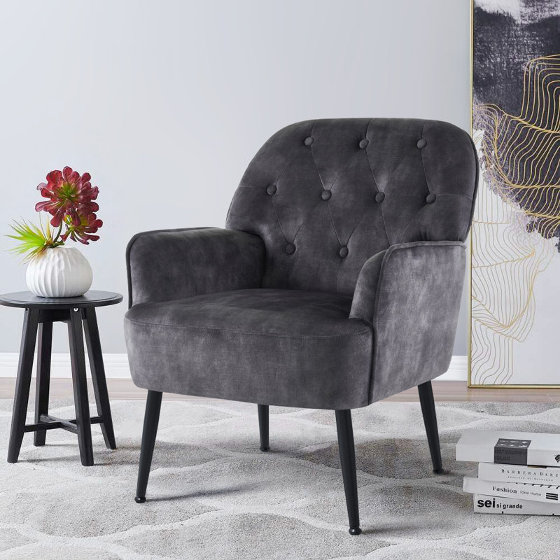 Momence Sofa, Black Velvet