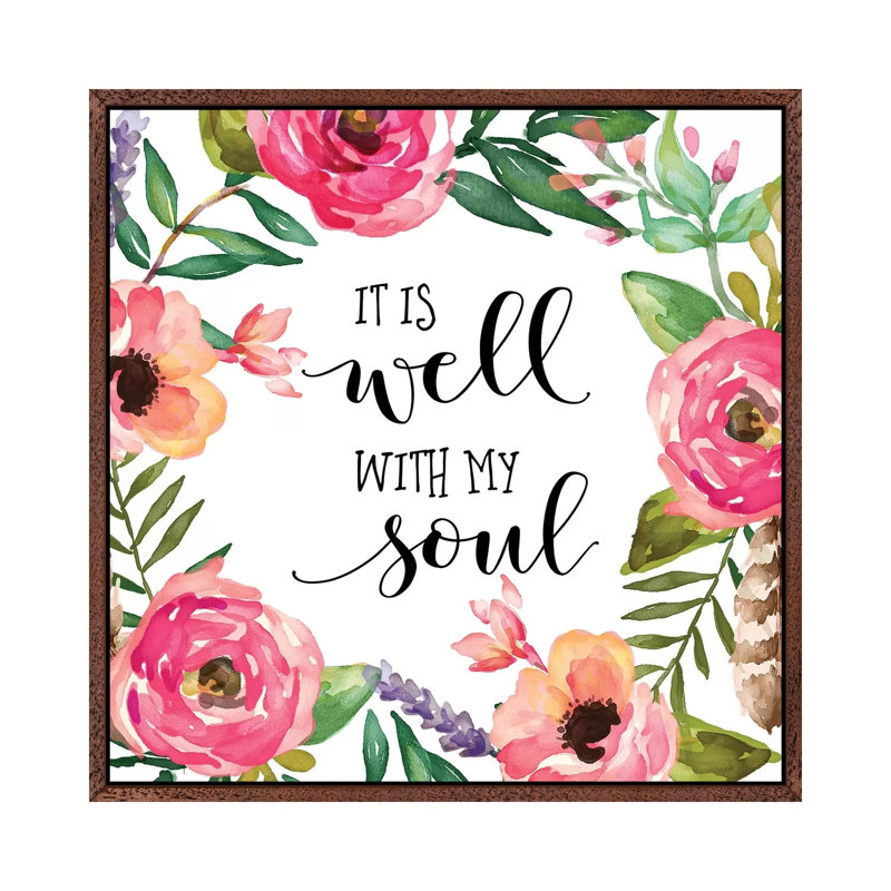 It Is Well With My Soul - Print on Canvas, 66.04cm H x 66.04cm W x 3.81cm D, Classic Brown Wood Framed