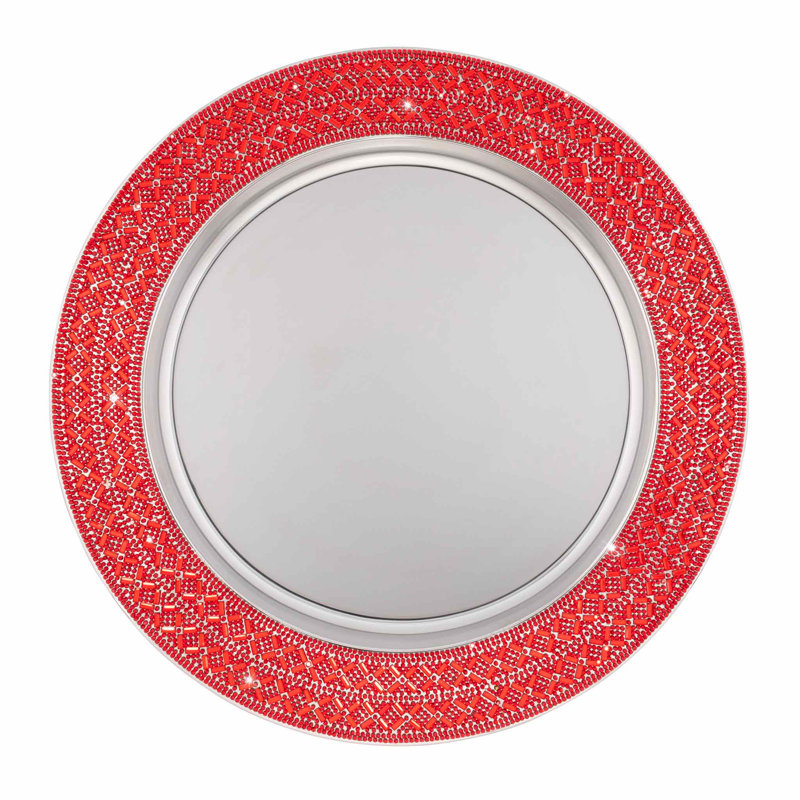 Red Rhinestone Stainless Steel 13" Charger Plate
