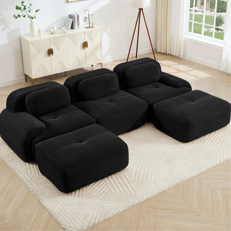 Canapé modulaire adapté aux animaux de compagnie avec revêtement en velours côtelé et conception ergonomique