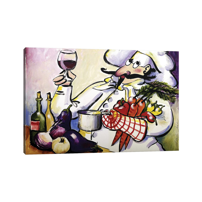 «French Chef» par Malenda Trick - peinture sur toile tendue, H 12 po x l 18 po x 1,5 po