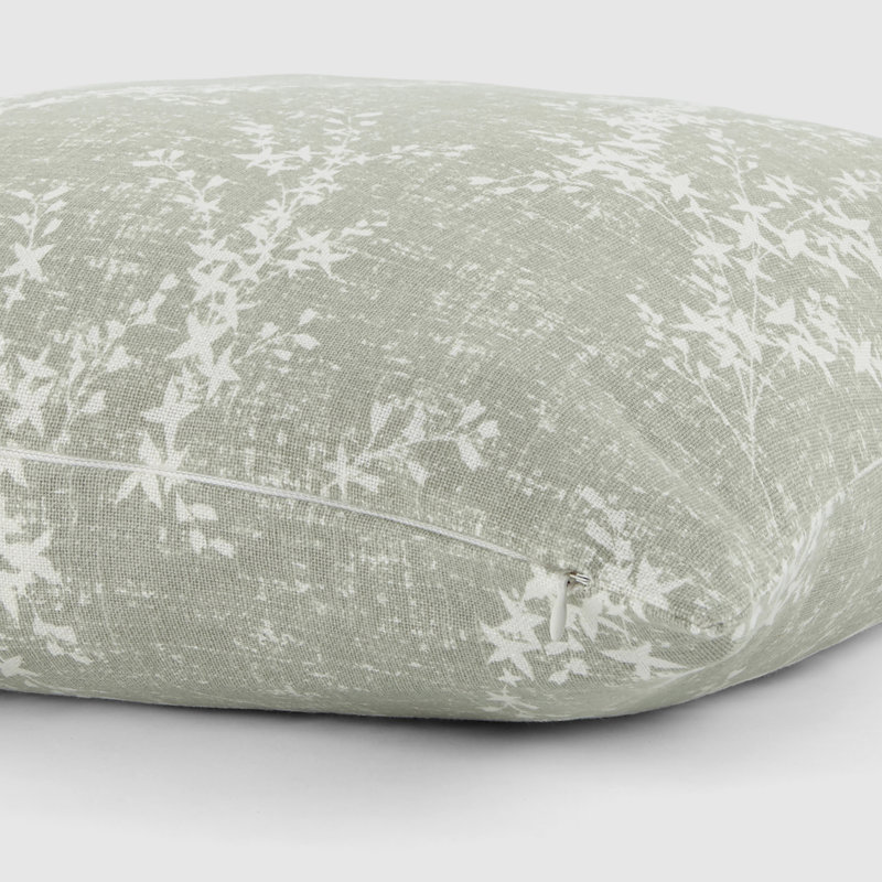 Floral Willow Cotton Square Throw Pillow (20" x 20"), Green