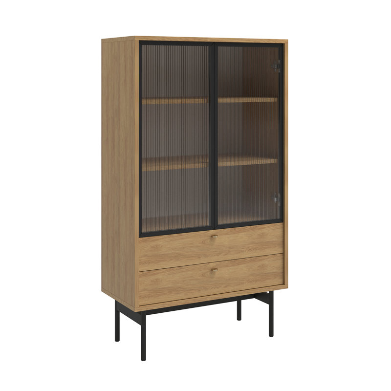 Alyssya Display Cabinet, Natural Hickory