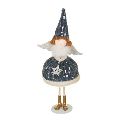Hangable Sequin Blue Fabric Peaceful Angel Girl Doll Pack of 6