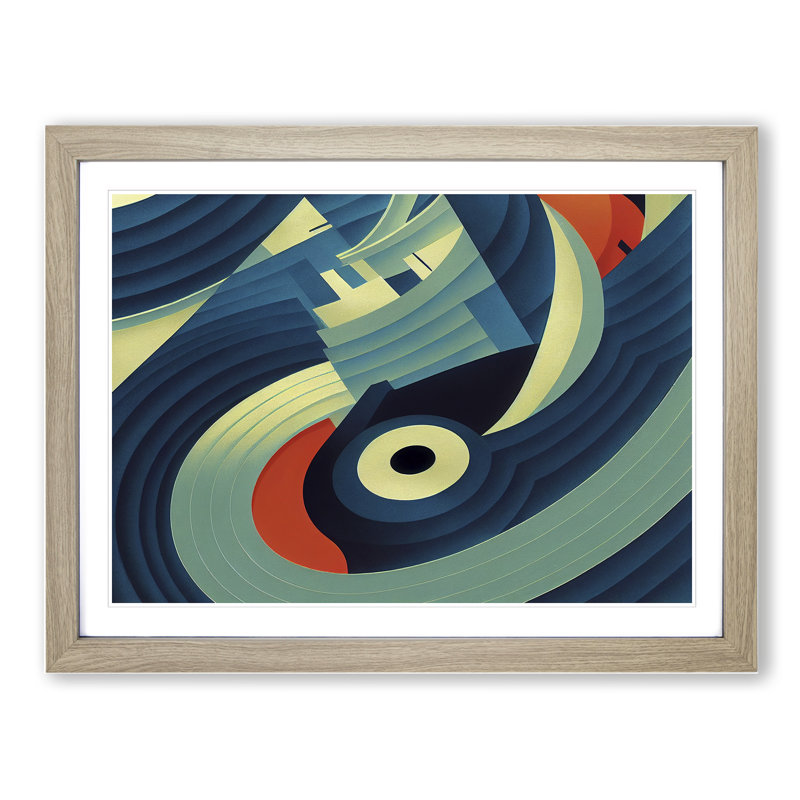 XH1022-8661X Super Modern Abstract - Single Picture Frame Print, 25cm H x 34cm W x 2cm D, Oak