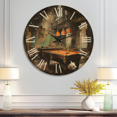Billiard Industrial Game III – Large Billiards Wood Wall Clock
