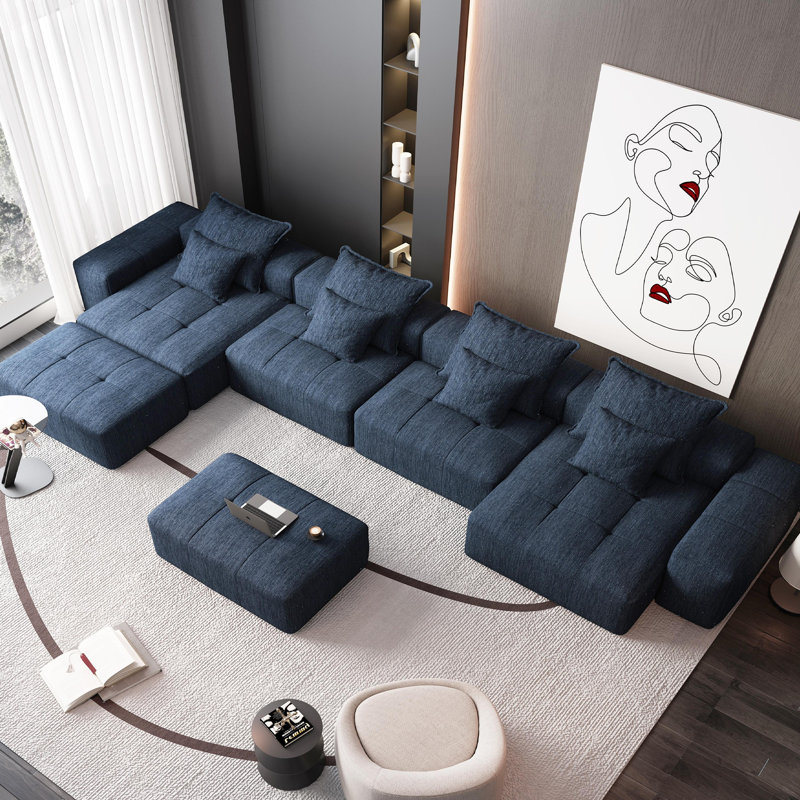 Canapé modulaire surdimensionné Boneless, Bleu