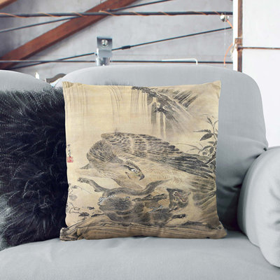Eagle Attacking A Lion Square Throw Cushion