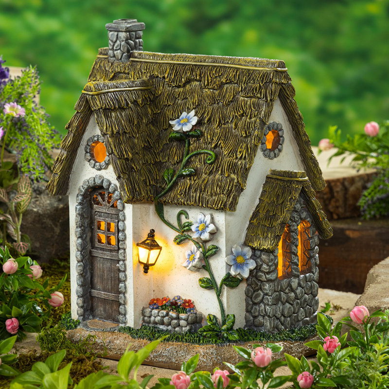 Miniature féerique jardin solaire maison en pierre anglaise