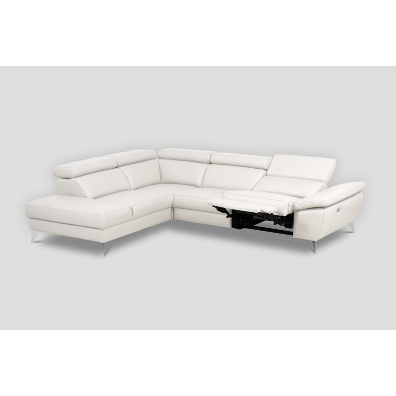 Power Reclining European Sectional with Adjustable Headrests & Armrest Veeha from Italian Leather Veeha