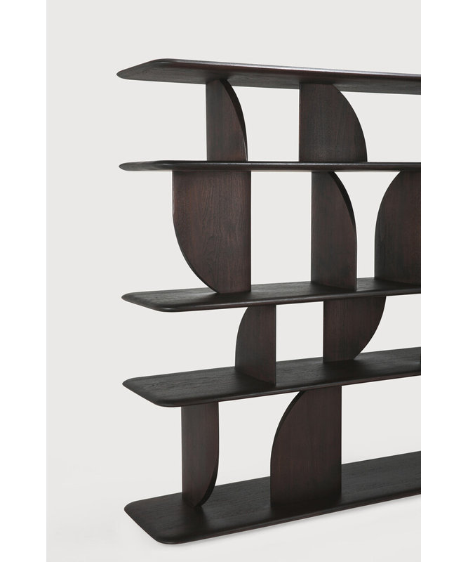 Geometric Solid Wood Geometric Bookcase, Dark Brown