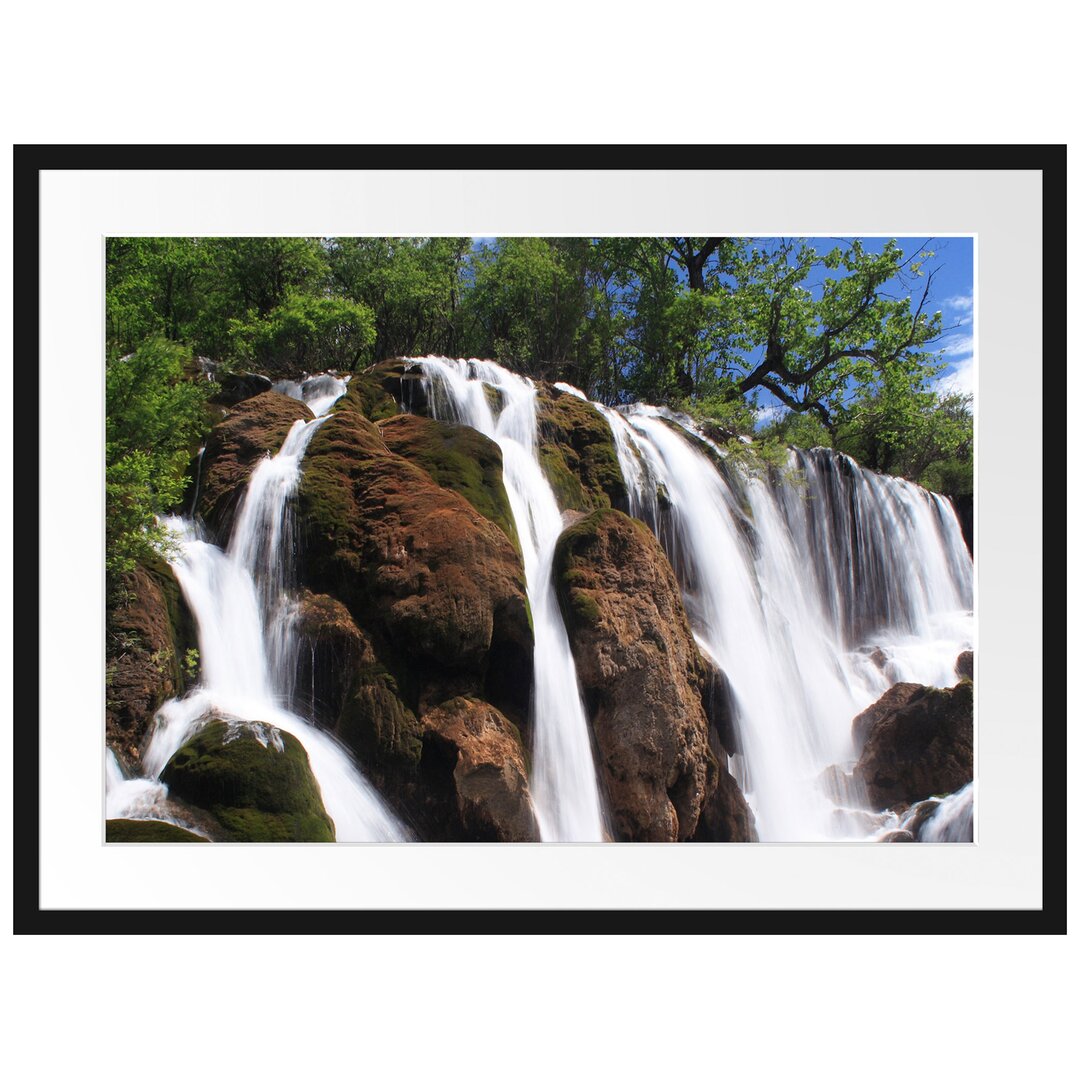 Gerahmtes Poster Wasserfall im Dschungel