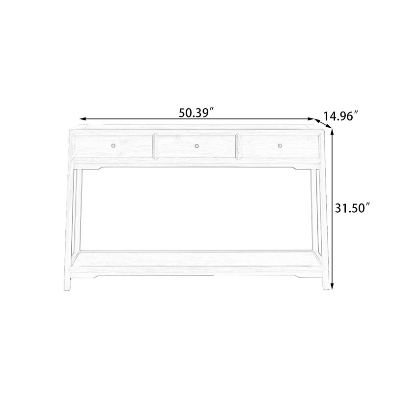 50.39" Brown Rectangular Solid Wood Console Table