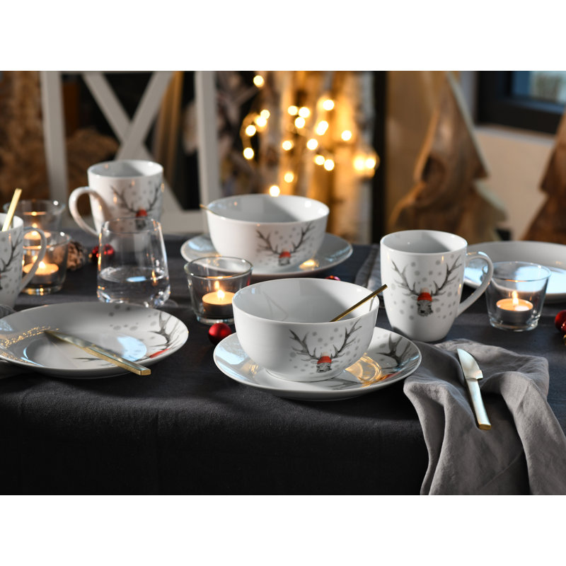 Luna Porcelain China Dinnerware Set 18 Piece - Service for 6
