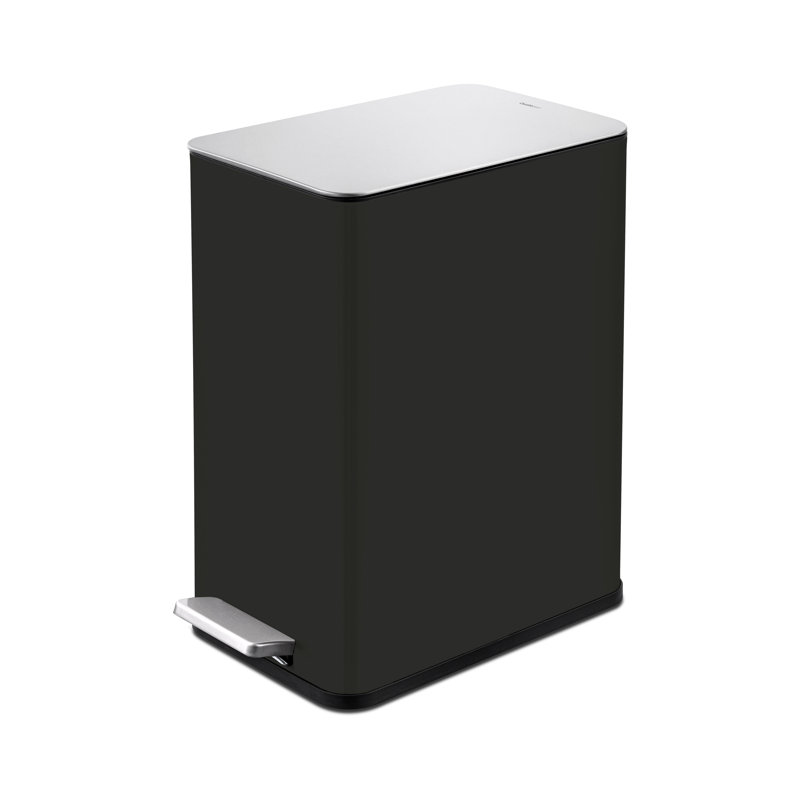 Poubelle de salle de bain rectangulaire en acier inoxydable 2,6 gallons, 2.6, Noir, noir, noir, noir