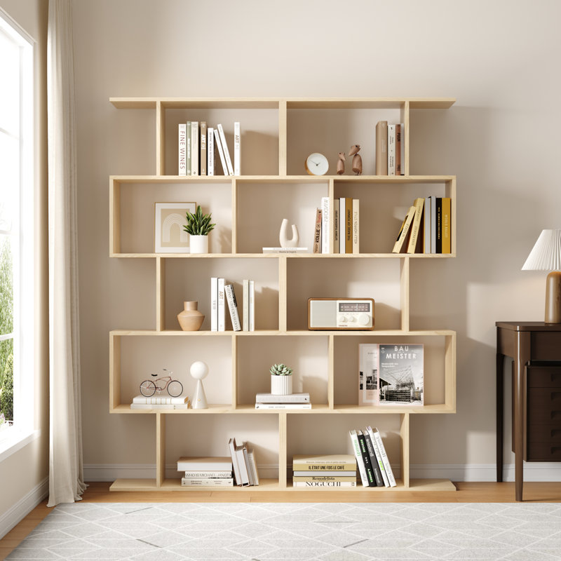 Bibliothèque géométrique à 5 niveaux, ensemble de 2 tablettes en forme de S, 62,6 po de hauteur, diviseur de pièce, présentoir décoratif