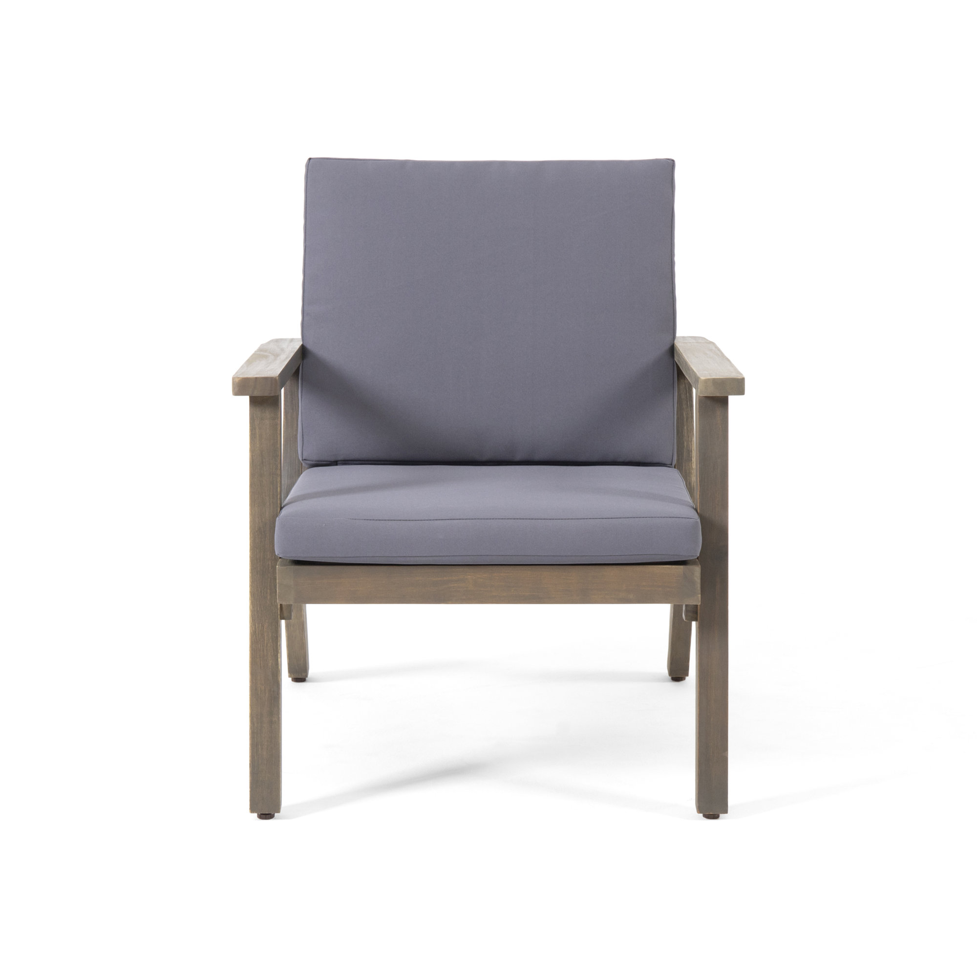 Channing Wood Outdoor Lounge Chair, Gray, Dark Gray