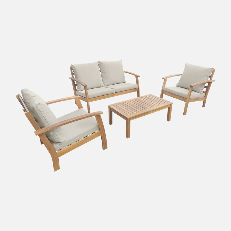 Masboro 4-seater Wooden Garden Sofa Set, Beige