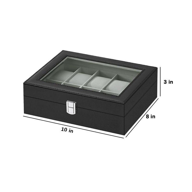 Watch Box + Locking, Black/Grey