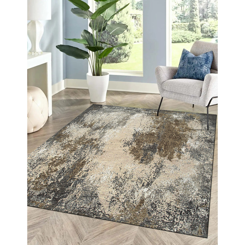 Tapis gris en laine noué à la main