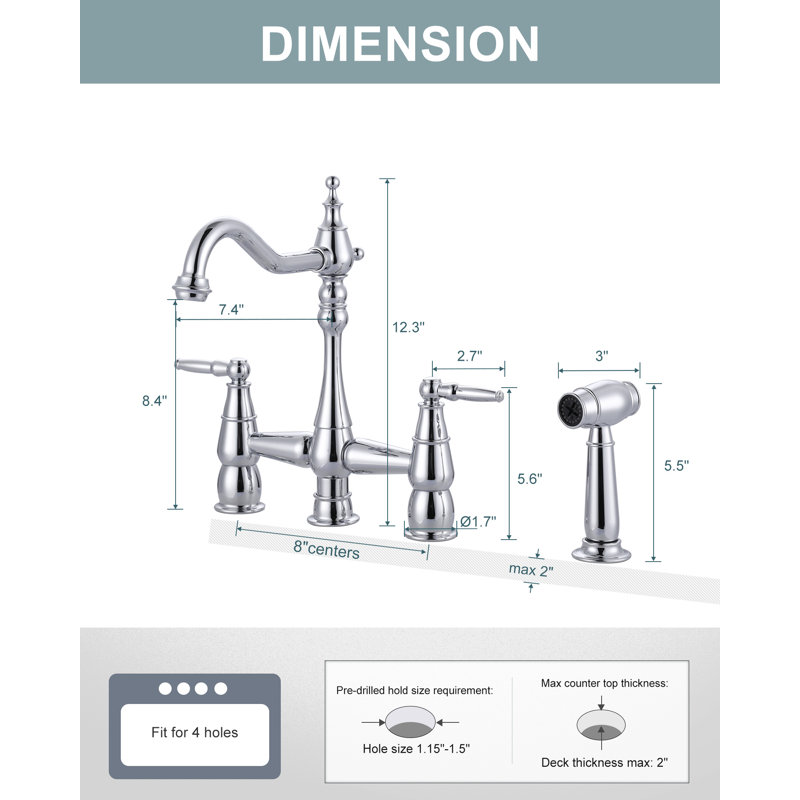 Robinet central pour évier de cuisine Bridge