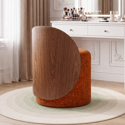 Mid-Century Upholstered Vanity Chair With Bentwood Back