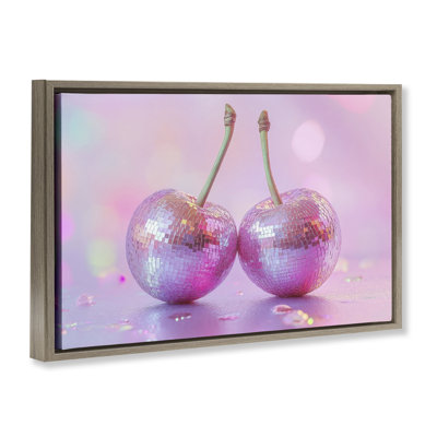 Cadre flottant Pastel Shine Disco Cherries, design par LSR Creative Studio