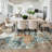 Modern Abstract Area Rug 9x12 Large Washable Rug with Non Slip TPR Rubber Backing, Contemporary Carpet, Low Pile Non Shedding Floor Covering, Soft Thin Foldable Mat for Open Spaces, Colorful-1357862315-1357862325