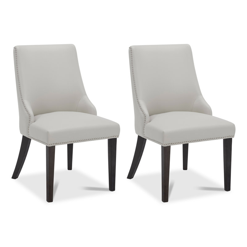Fransisco Dining Chairs with Nailhead Trim, Faux leather Light Gray 