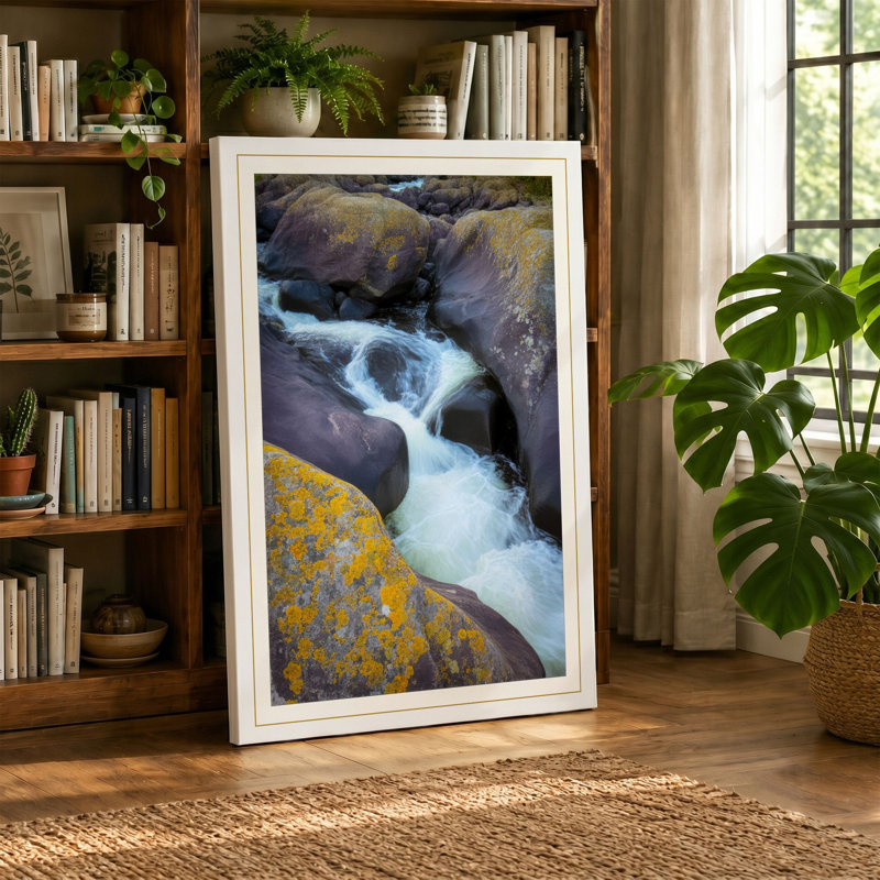 Mountain Stream Rustic - Wrapped Canvas, 30x20 - 76.2 x 50.8 cm, Black Border