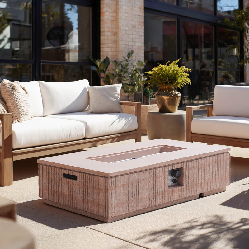 Axiom Modern Organic 48.2" Rectangular MgO Outdoor 50,000 BTU Fire Pit Table (Tank Cover Not Included)